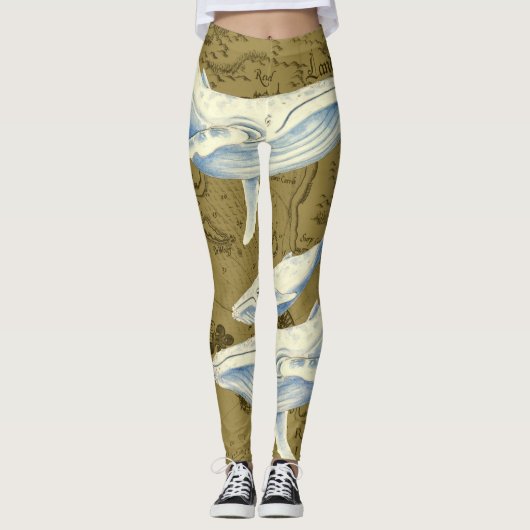 Leggings Baleines bleues Famille Olive Green (Devant)