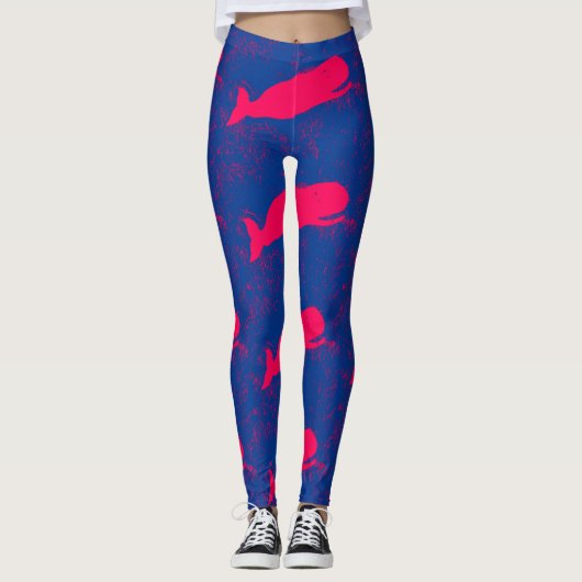 Leggings baleines roses bleu (Devant)