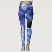 Leggings Baleines tueuses Pleine lune Night Leggels Bleus (Devant)
