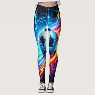 Leggings Ballon de football électrique futuriste éclair