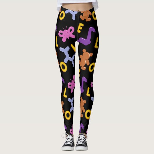 Leggings Ballons d'animaux mignons et lettres d'amour (Devant)