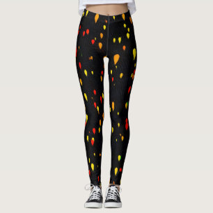 Leggings Ballons rouges et jaunes arrière - plan noir à la