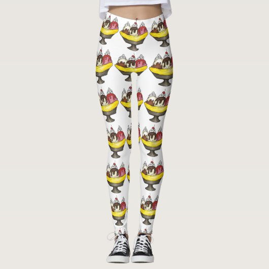 Leggings Banana Split Ice Cream Hot Fudge Sundae Foin (Devant)