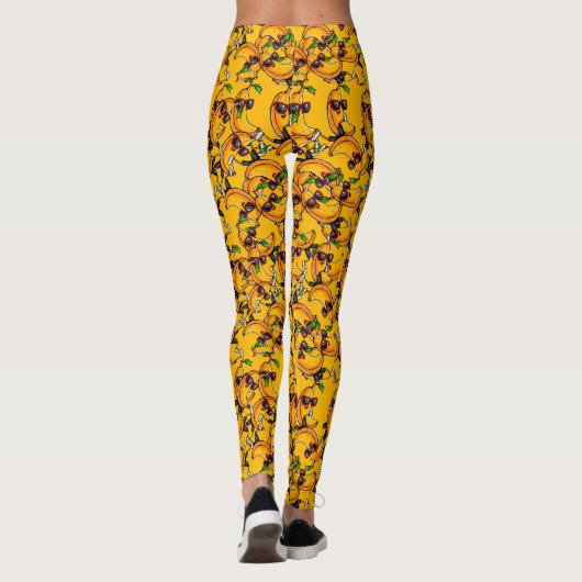 Leggings Banane jaune Funny Pixel art (Dos)