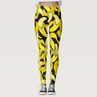 Leggings Bananes jaunes vintages : Arrière - plan noir