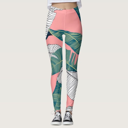 Leggings Bananier Botanique : Rouge clair sans joint (Devant)