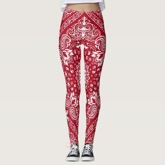 Leggings Bandana rouge et blanc (Devant)
