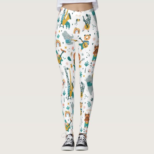 Leggings Bande d'animaux de dessin (Devant)