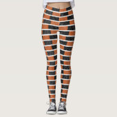 Leggings Bande d'aquarelle d'Halloween noir et orange (Devant)