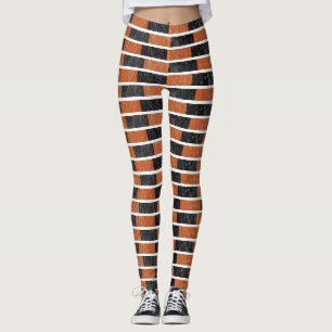 Leggings Bande d'aquarelle d'Halloween noir et orange