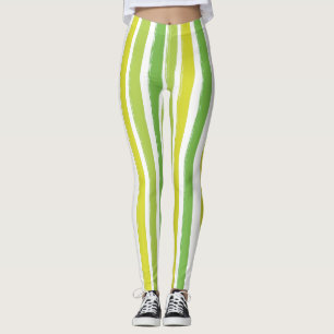 Leggings Bande de bonbons Art Vert et blanc Vertical strié