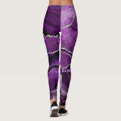 Leggings Bande de géode d'améthyste scintillante violet pou (Dos)