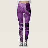 Leggings Bande de géode d'améthyste scintillante violet pou (Devant)
