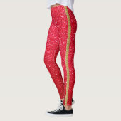 Leggings bande de parties scintillant rouge pour femmes (Gauche)