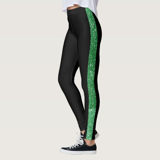 Leggings Bande de Parties scintillant verte de la bande lat (Gauche)