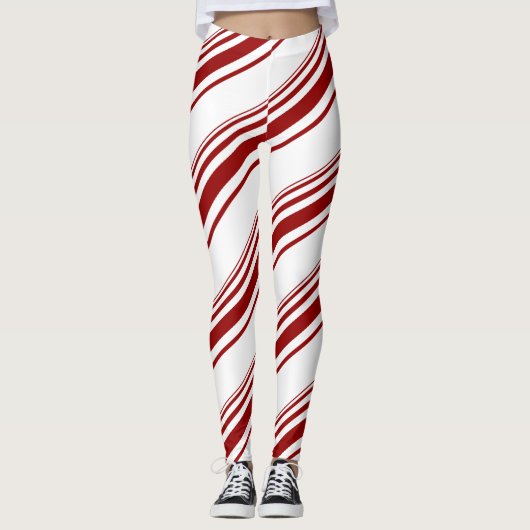 Leggings Bande de Sucre de canne blanc rouge (Devant)