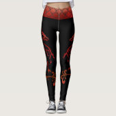 Leggings Bande de tatouage Rouge Noir Iridescente Scales Dr (Devant)