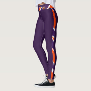 Leggings Bande De Tigre - Conception De Football Orange Vio