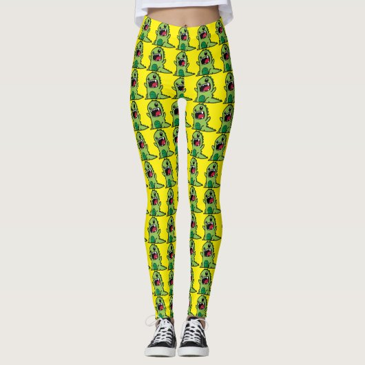 Leggings Bande dessinée de dinosaure de bébé (Devant)
