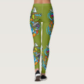 Leggings Bande dessinée de voyage attrayante vert olive (Dos)