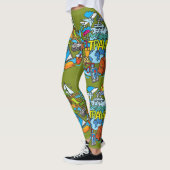 Leggings Bande dessinée de voyage attrayante vert olive (Gauche)