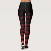 Leggings Bande d'Halloween noir et Parties scintillant roug (Dos)