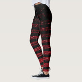 Leggings Bande d'Halloween noir et Parties scintillant roug (Gauche)