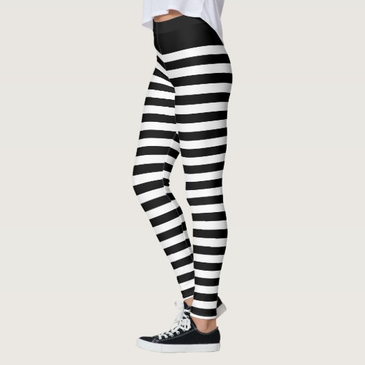 Leggings Bande horizontale noire et blanche zèbre gothique (Gauche)