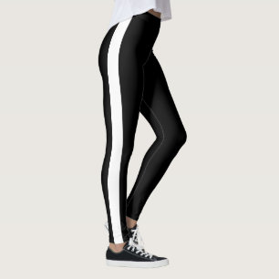 Leggings Bande latérale blanche simple et lisse sur le noir