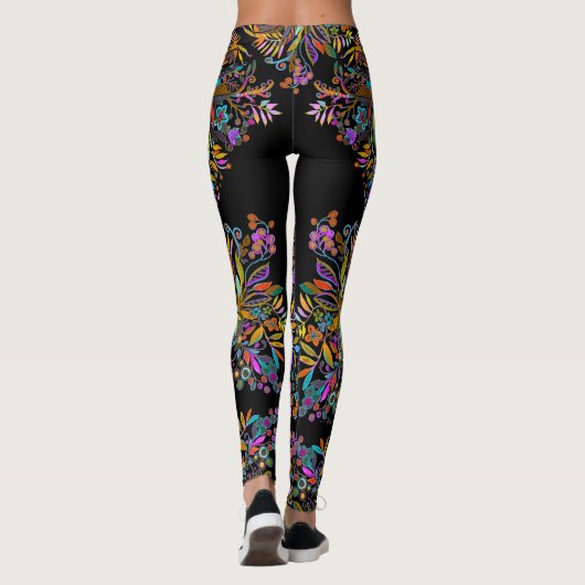 Leggings Bande latérale florale de Boho (Dos)