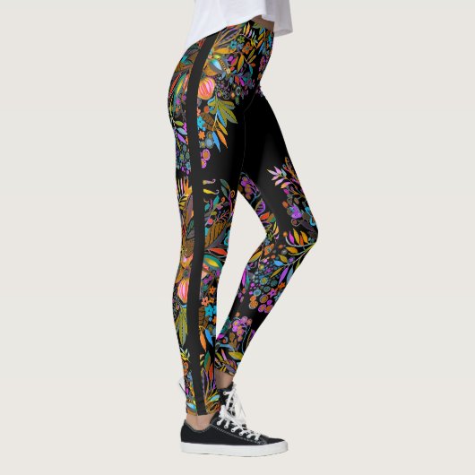 Leggings Bande latérale florale de Boho (Droite)