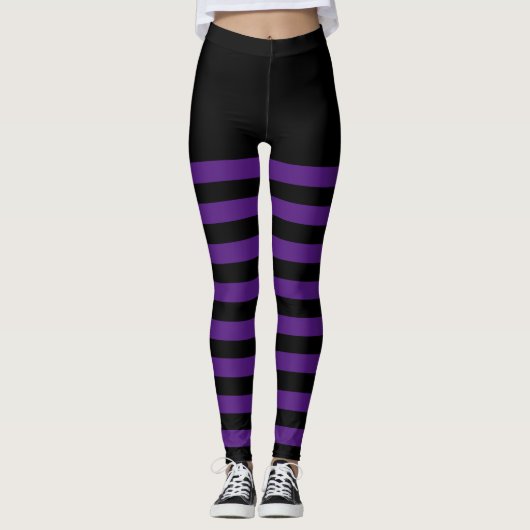 Leggings Bande noire et violette (Devant)