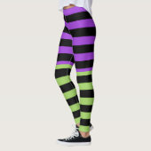 Leggings Bande verte violette et noire d'Halloween (Gauche)