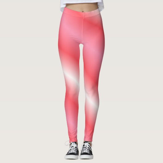 Leggings Bande verticale corail et blanc (Devant)