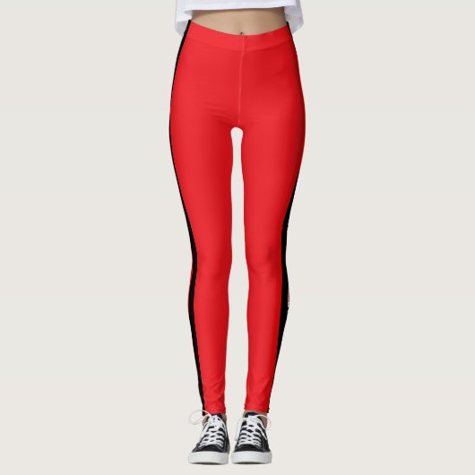 Leggings Bande verticale multilingue rouge et noire (Devant)