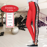 Leggings Bande verticale multilingue rouge et noire<br><div class="desc">Ces légendes présentent un nuage de mots multilingue noir et rouge bordé et noir "Merci" le long de la jambe gauche. La jambe droite comporte deux bandes noires.</div>