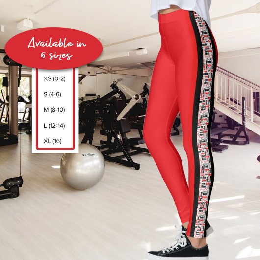 Leggings Bande verticale multilingue rouge et noire