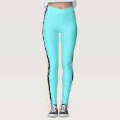 Leggings Bande verticale noire | Ajouter du texte | Bleu él (Devant)