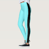 Leggings Bande verticale noire | Ajouter du texte | Bleu él (Gauche)