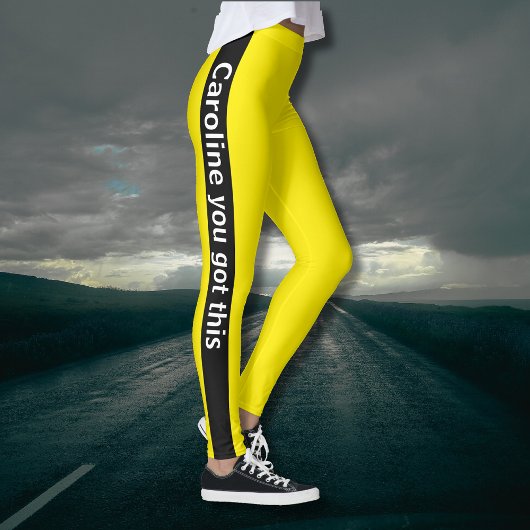 Leggings Bande verticale noire | Ajouter du texte | Jaune c
