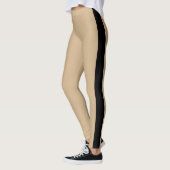 Leggings Bande verticale noire | Ajouter du texte | Tan (Gauche)