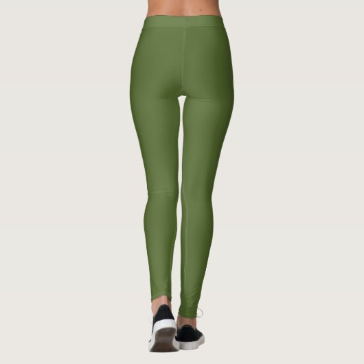 Leggings Bande verticale noire | Ajouter du texte | Vert ol (Dos)