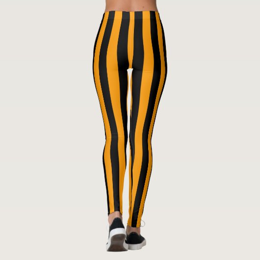 Leggings Bande verticale orange noire (Dos)
