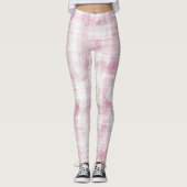 Leggings Bandes Abstraites Pink Blanches Plaid (Devant)