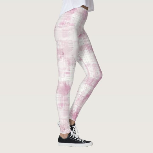 Leggings Bandes Abstraites Pink Blanches Plaid (Droite)