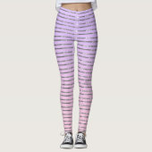 Leggings Bandes argentées ombrées violettes et roses (Devant)