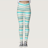 Leggings Bandes blanches d'aqua mignonnes (Devant)