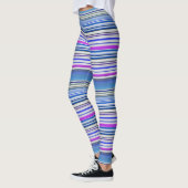 Leggings Bandes bleu violet mignonnes (Gauche)