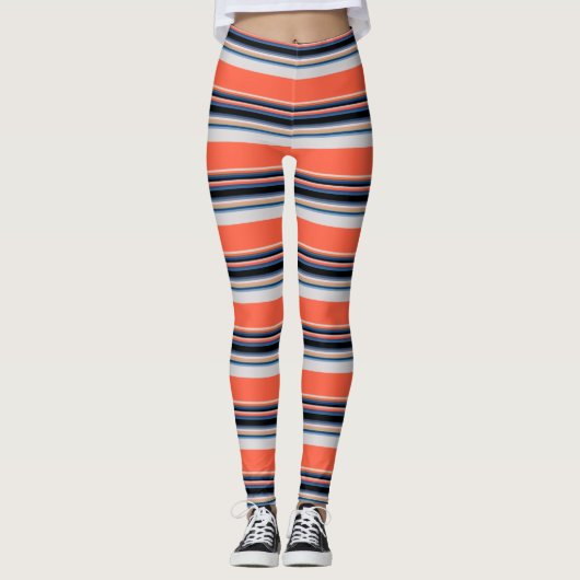 Leggings Bandes bleues orange (Devant)