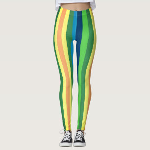 Leggings Bandes colorées Leggings, Vert, Lignes Bleues Jaun